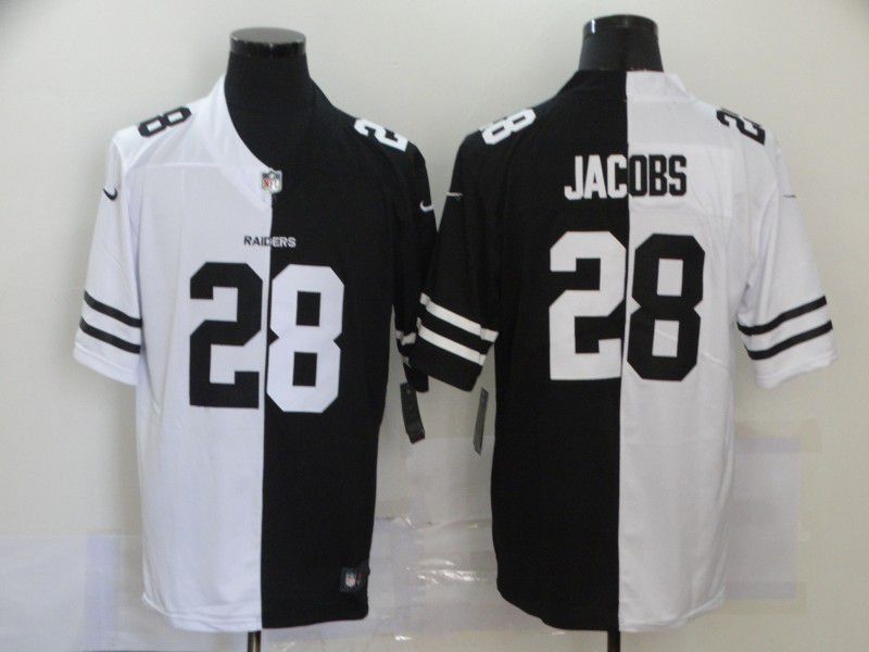 Men Oakland Raiders #28 Jacobs Black white Half version 2020 Nike NFL Jerseys->houston texans->NFL Jersey